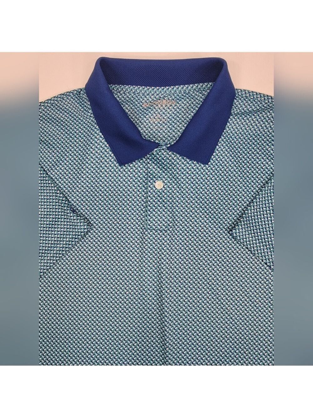 Bonobos Men's Golf Polo Shirt XL Slim Blue Teal Ribbon AOP Print Performance